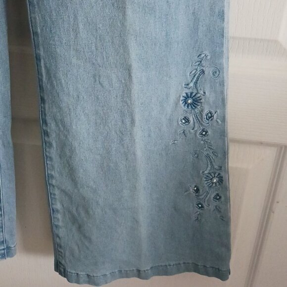 LAFEI- NIER Woman's Jeans Light Blue W Swarovski Crystals - Picture 4 of 16